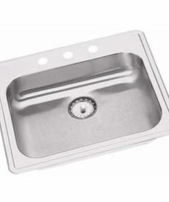 New 🎁 PROFLO® Bealeton 25 x 21-1/4 in. 3-Hole Stainless Steel Single Bowl Drop-in Kitchen Sink 🎉