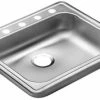 Outlet ⌛ PROFLO® Bealeton 25 x 21-1/4 in. 4-Hole Stainless Steel Single Bowl Drop-in Kitchen Sink ⭐