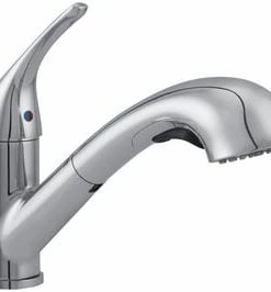 Best Sale 💯 PROFLO® Poulsen Series Single Handle Pull Out Kitchen Faucet with Two-Function Spray in Polished Chrome 🎁