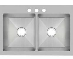 Cheapest 🎁 PROFLO® Sault Series 33 x 22 in. 3-Hole Stainless Steel Double Bowl Dual Mount Kitchen Sink 🎉