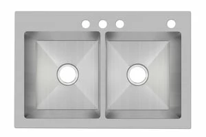 Coupon 👏 PROFLO® Sault Series 33 x 22 in. 4-Hole Stainless Steel Double Bowl Dual Mount Kitchen Sink 😀 1 Coupon 👏 PROFLO® Sault Series 33 x 22 in. 4-Hole Stainless Steel Double Bowl Dual Mount Kitchen Sink 😀