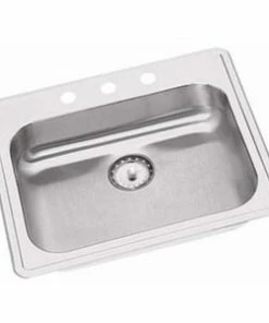 Discount 🎁 PROFLO® Bealeton 25 x 21-1/4 in. 3 Hole Stainless Steel Single Bowl Drop-in Kitchen Sink ✨