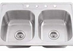 Cheap ❤️ PROFLO® Bealeton 33 x 21-1/4 in. 3 Hole Stainless Steel Double Bowl Drop-in Kitchen Sink 👍