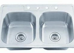 Best Sale 🧨 PROFLO® Bealeton 33 x 22 in. 3 Hole Stainless Steel Double Bowl Drop-in Kitchen Sink ✔️