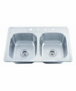 Best Pirce 👏 PROFLO® Bealeton 33 x 22 in. 4 Hole Stainless Steel Double Bowl Drop-in Kitchen Sink 🛒