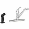 Best Sale 🤩 PROFLO® Single Handle Kitchen Faucet in Polished Chrome with Black Side Spray and Deck Plate ⭐