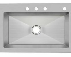 Buy 🤩 PROFLO® Sault Series 33 x 22 in. 4-Hole Stainless Steel Single Bowl Dual-Mount Kitchen Sink 😍