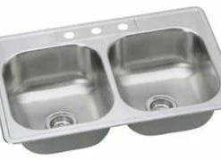 Best deal 🎉 PROFLO® Bealeton 33 x 22 in. 3-Hole Stainless Steel Double Bowl Drop-in Kitchen Sink with Sound Dampening ⌛