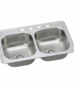 New ✔️ PROFLO® Bealeton 33 x 22 in. 4-Hole Stainless Steel Double Bowl Drop-in Kitchen Sink with Sound Dampening 👏